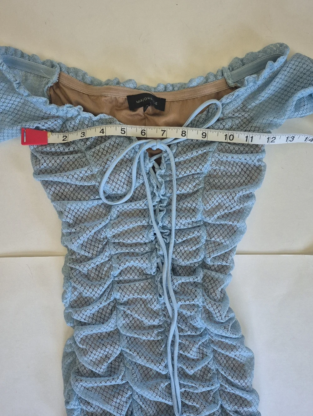 MAJORELLE Ava Dress Baby Blue Lace Up Ruched Mini Size XXS